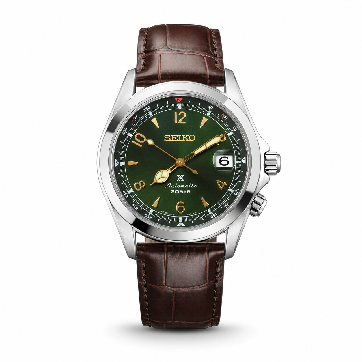 Orologio automatico da alpinismo 2026 – Lunetta con bussola · Quadrante verde · 20 BAR